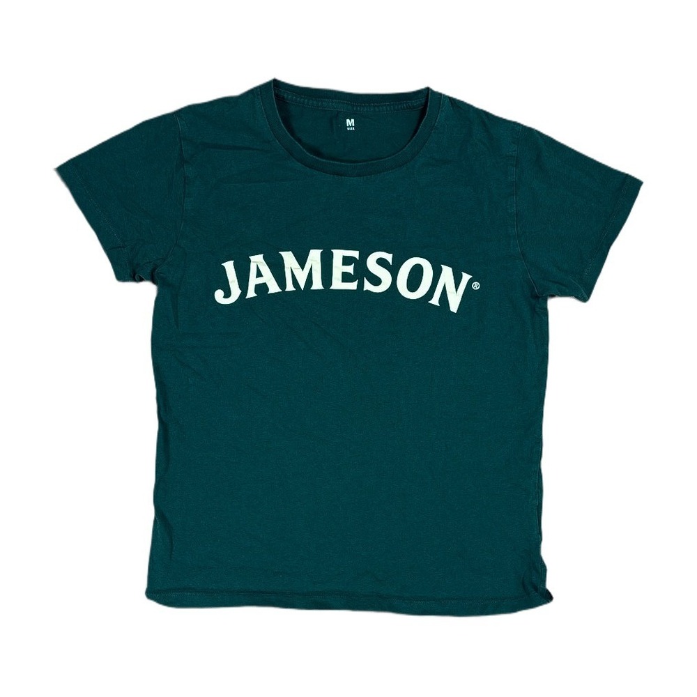 Jameson Graphic T-Shirt Womens Size M Green Excellent Irish Whiskey Logo Tee